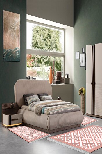 Alanur Home Eko Trend Djt Мийний нековзний підлогу 3-х спальний гарнітур 769 Modern Pudra