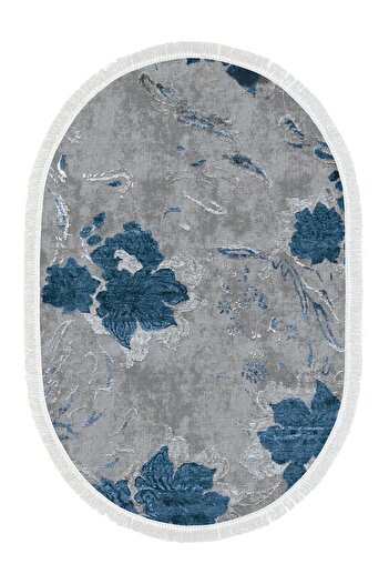 Alanur Home Eco Trend Djt Washable Non-Slip Base Oval 3-Piece Bedroom Set 660m Watercolor Blue