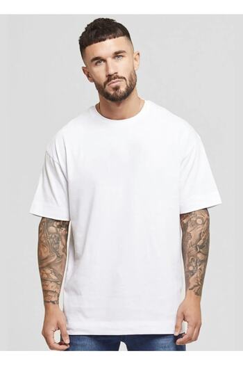 DEEPSENCE Λευκό ανδρικό μπλουζάκι Oversize - Lotus Back Print