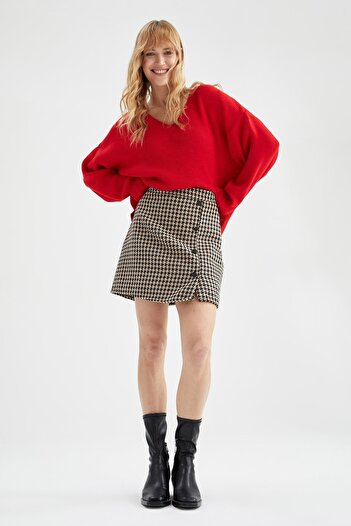 DeFacto Μίνι φούστα με σχέδιο Houndstooth A-Line