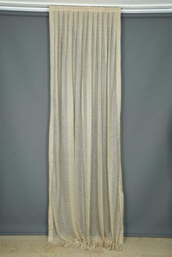 AKÇA TEKSTİL Narrow Skirt Mink Color Single Wing Ready Made Planted Pleated Background Curtain 75*260 Cm