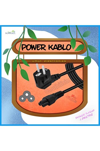 Engpars Notebook Adaptör Şarj Kablosu - Asus Hp Dell Lenovo Dizüstü Bilgisayar Monitörü Yonca Power Kablosu
