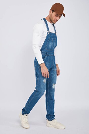 BNY JEANS Men's Jean Overalls Trousers Dark Blue