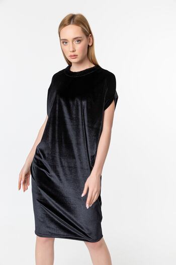 Laranor Collar Faux Fur Detailed Shalwar Cut Dress
