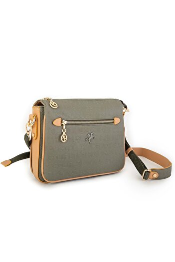 By Hakan Nas Bag-1202 Жіноча сумка через плече з рельєфним візерунком, зелена-верблюжа