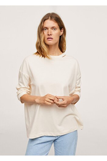 MANGO Woman Μακρυμάνικο oversize μπλουζάκι