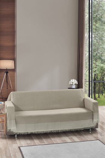 Vagonik Royal Kolları Örten Battal Boy 180 x 300 Çekyat Koltuk Kanepe Örtüsü Bej