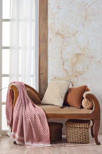 Vagonik Zigzag Cotton TV Blanket| Throw Knee Blanket - Claret Red