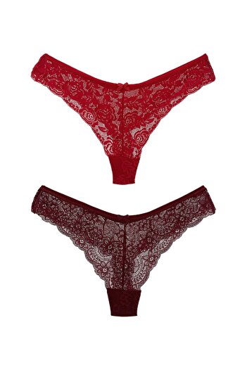 HNX 2-Piece Lace High Waist String Women's Panties