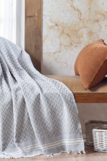 Vagonik Zigzag Cotton TV Blanket| Throw Knee Blanket - Gray