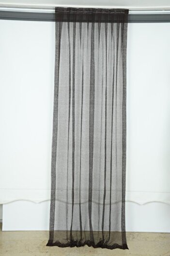 AKÇA TEKSTİL Narrow Skirt Bitter Brown Color Single Wing Ready Planted Pleated Background Curtain 75*260 Cm