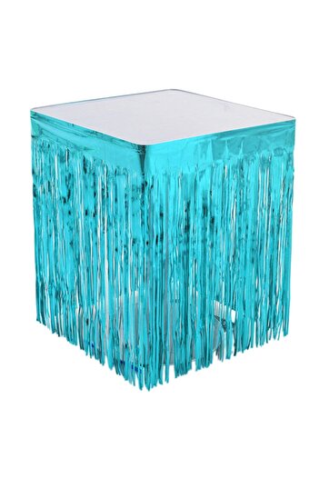 Uzay Ambalaj Metallized Foil Light Blue Tasseled Table Skirt