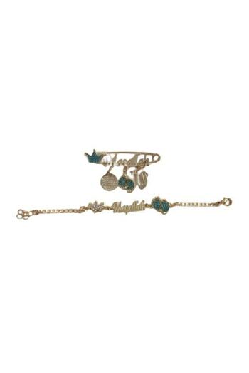 Zirve Gold Plated - Baby Bracelet and Mashallah Pin