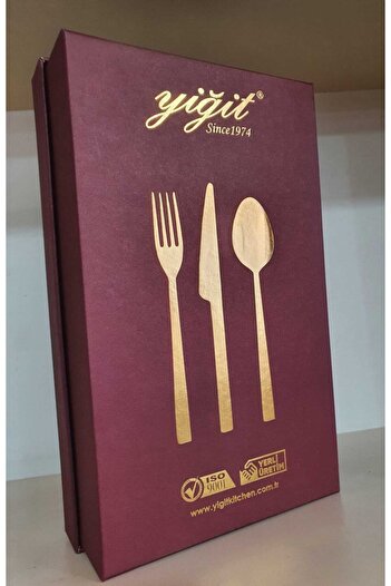 Yiğit 60 Pieces Coral 18/10 Steel 12 Person Special Boxed Spoon Fork Set Set