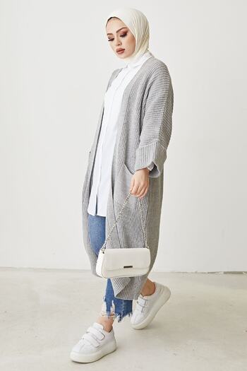 InStyle Farah Loose Sleeve Knitwear Cardigan - Gray