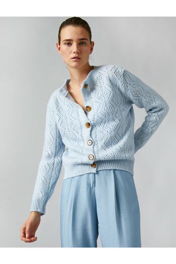 Koton Cardigan de damă albastru cu nasturi