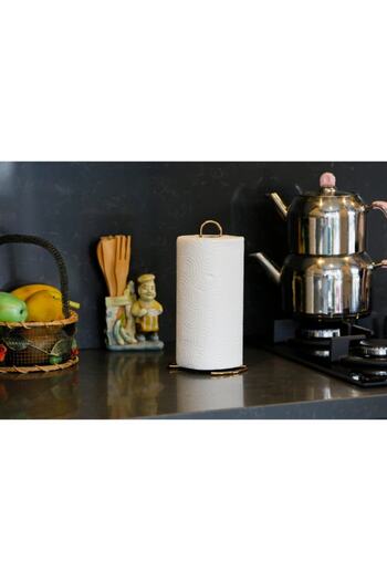 CAROLİNA Gold Plated Stainless Filled Steel Towel Napkin Holder, Metal Towel Holder