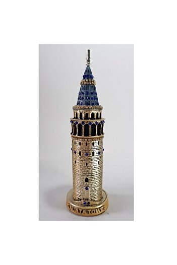 Hediye Seviyorum Galata Kulesi Biblo Altın 23 Cm Lacivert Taş