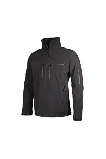 Cresta Outdoor Gizli Kapüşonlu Erkek Siyah Softshell Ceket