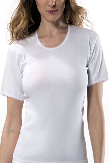 Seher White 10 Piece Short Sleeve Women's Undershirt Mrt0011b10
