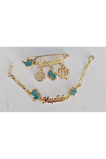 Zirve Gold Plated - Baby Bracelet and Mashallah Pin