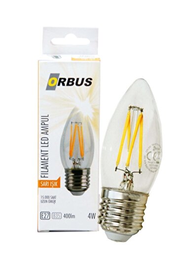 ORBUS Dekoratif Şeffaf Sarı Işık 4w Led Ampul