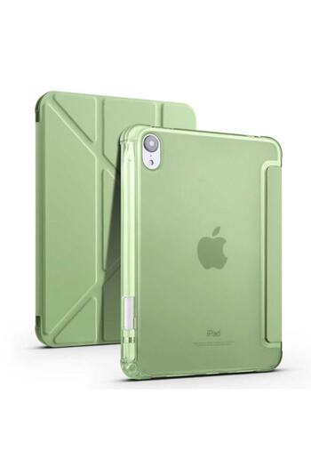 HTstore iPad Mini 2021 (6Th Generation) Case Tri Folding Case with Pen Compartment and Stand - Light Green