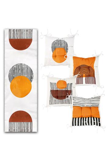 Realhomes Bohemian Special Designed Set of 4 Pouf Chair Cushions and 1 Runner