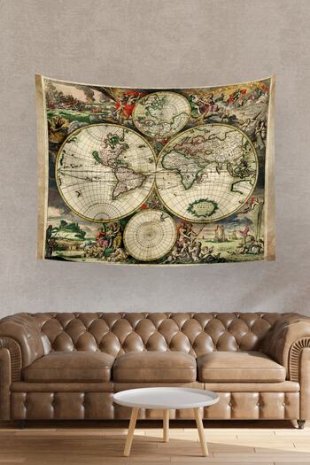 Vagonik Antique World Van Schagen 1689 World Map Wall Cover Rug 70x90 Cm
