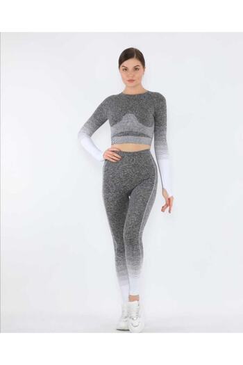 MAGZA Gray White Recovery Push Up Long Leggings Set