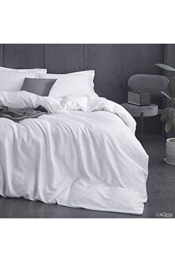 CAQQA Hotel Series Nano White Single Ranforce Elastic Cotton Duvet Cover Set
