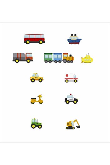ENGINPRINT Small Vehicles Kids Room Wall Decal Set