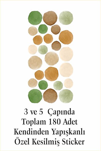 ENGINPRINT 180 Pieces Nature Watercolor Polka Dot Kids Room Wall Sticker Set