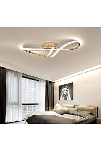 Fico Home Luxury Tasarım Plafonyer Led Avize Gold Sarı