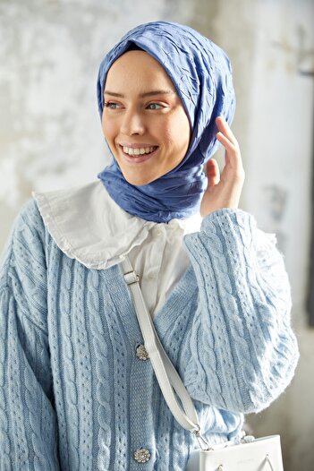 VALORSCARF Gece Mavisi Bambu Kraş Şal