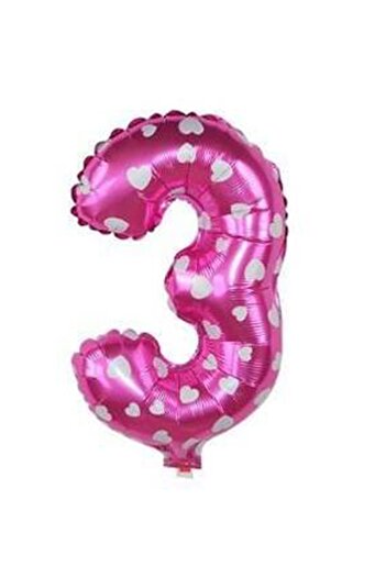 Aşkın Parti Evi Pink 3 Number Balloon 16 Inch Birthday Party Ornament
