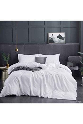 CAQQA Hotel Series Nano White Single Ranforce Elastic Cotton Duvet Cover Set