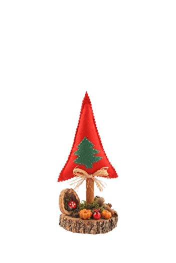 ÇIRPAN EV Red Green Pine Tree Log Decor 25cm