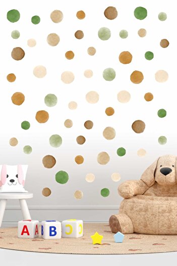 ENGINPRINT 180 Pieces Nature Watercolor Polka Dot Kids Room Wall Sticker Set