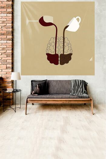 on the clouds Brown Wine Brain Patterned Stain Resistant Velvet Textured Fabric Wall Cloth Wall Carpet Tapestry
