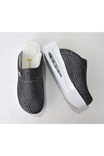 Nur Ortopedi Navy Blue Silver Closed Airmax Sabo Slippers