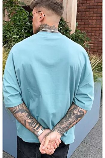 Black Sokak Pánské oversize tričko s potiskem Turquoise Blessings