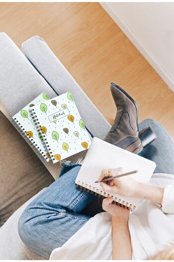 Fark Tanıtım Leaf Patterned Unlined Spiral Notebook