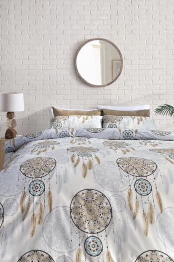 Alla Turca Single Duvet Cover Set Dream Catcher Black Brown - Flat Sheet