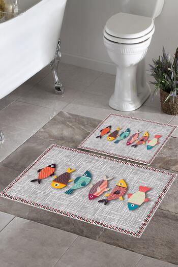 Halise Home Non-Slip Base Washable Set of 2 Bath Mat Bath Mat Set Toilet Bowl Set
