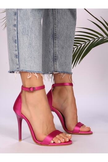 Shoeberry Fusya Satin Women's Heeled Shoes - Single Strap