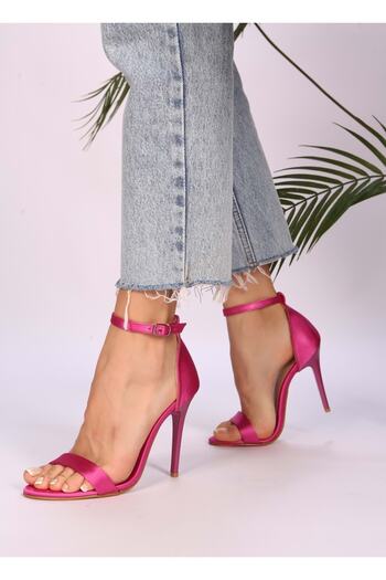 Shoeberry Fusya Satin Women's Heeled Shoes - Single Strap