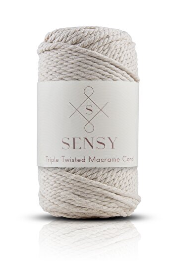 SENSY Premium 3 Twist 3mm Three Twist Searable Macrame Rope Rope Σετ 3 τεμαχίων Ecru-πλακάκι-γαλακτοκόκκινο καφέ