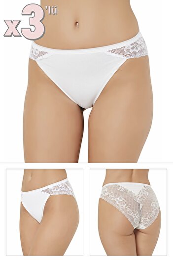 Sevim 12407 White Lace Women's Panties - Pack of 3