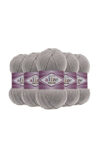 Alize Cotton Gold 200 Відкритий сірий колір Бавовняна нитка для ручного в'язання - 5 штук